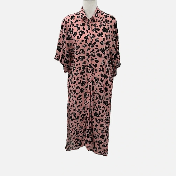 Maeve by Anthropologie Rita Leopard Print Tie Front Tunic in Pink - NEW - Medium - Picture 3 of 10